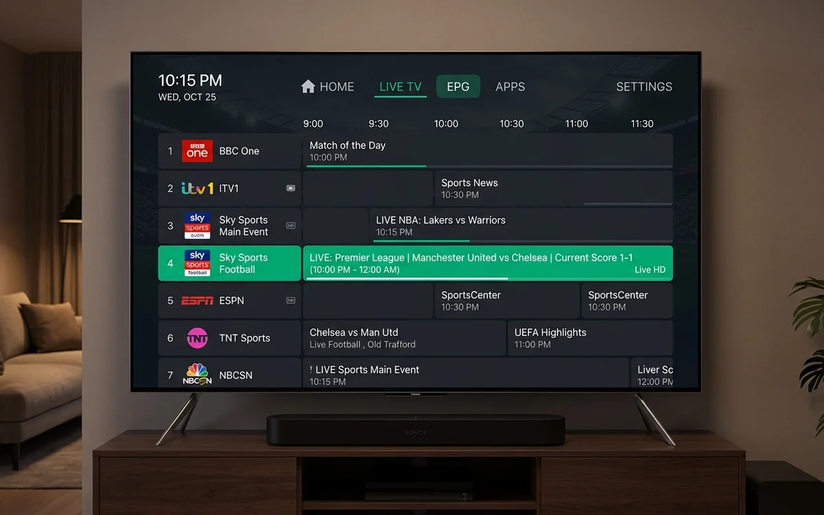 Guida programmi EPG a griglia oraria su TiviMate IPTV Player